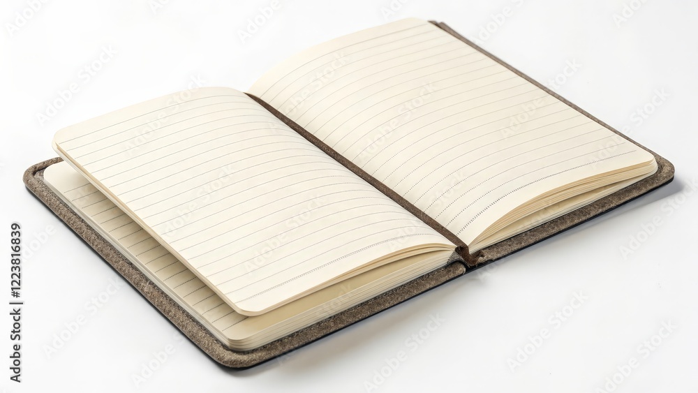 Open Notebook on White Background Open Notebook on White Background