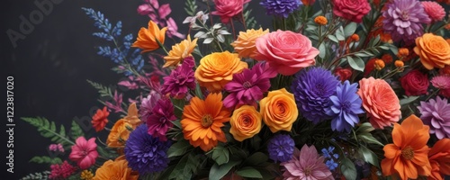 Wallpaper Mural Brightly colored floral arrangement with geometric shapes and abstract patterns, modern design, business card template, floral Torontodigital.ca