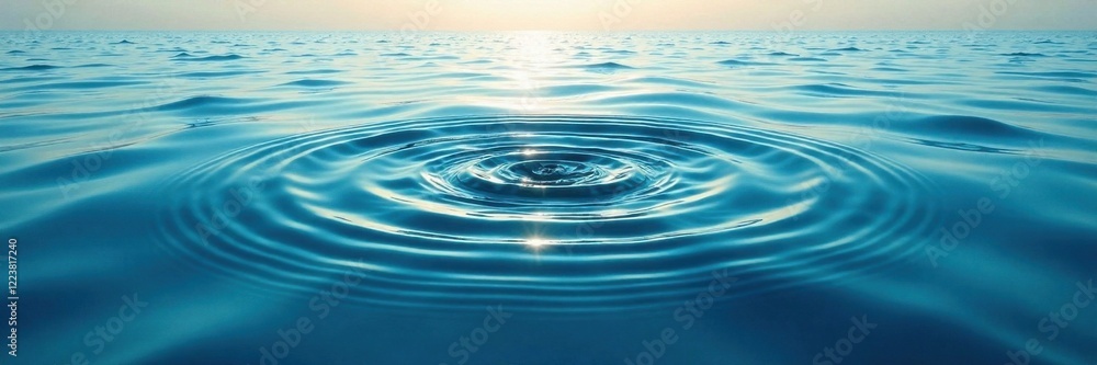 Naklejka premium Calm Water with Circular Waves in Ocean , calm, sea, ocean