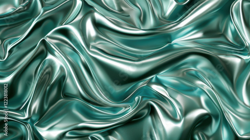 Wallpaper Mural Sleek teal satin fabric with elegant folds and smooth texture, creating luxurious appearance. Perfect for backgrounds or fashion designs Torontodigital.ca
