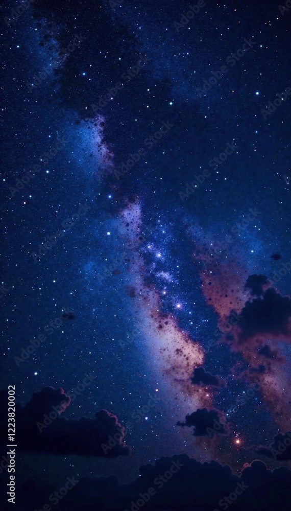 Obraz premium Dark celestial canvas with scattered twinkling stars , night sky, stars