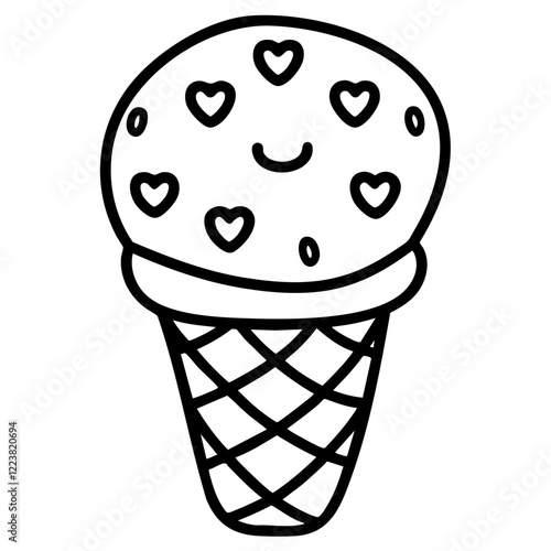doodle ice cream clipart hand drawn black and white outline