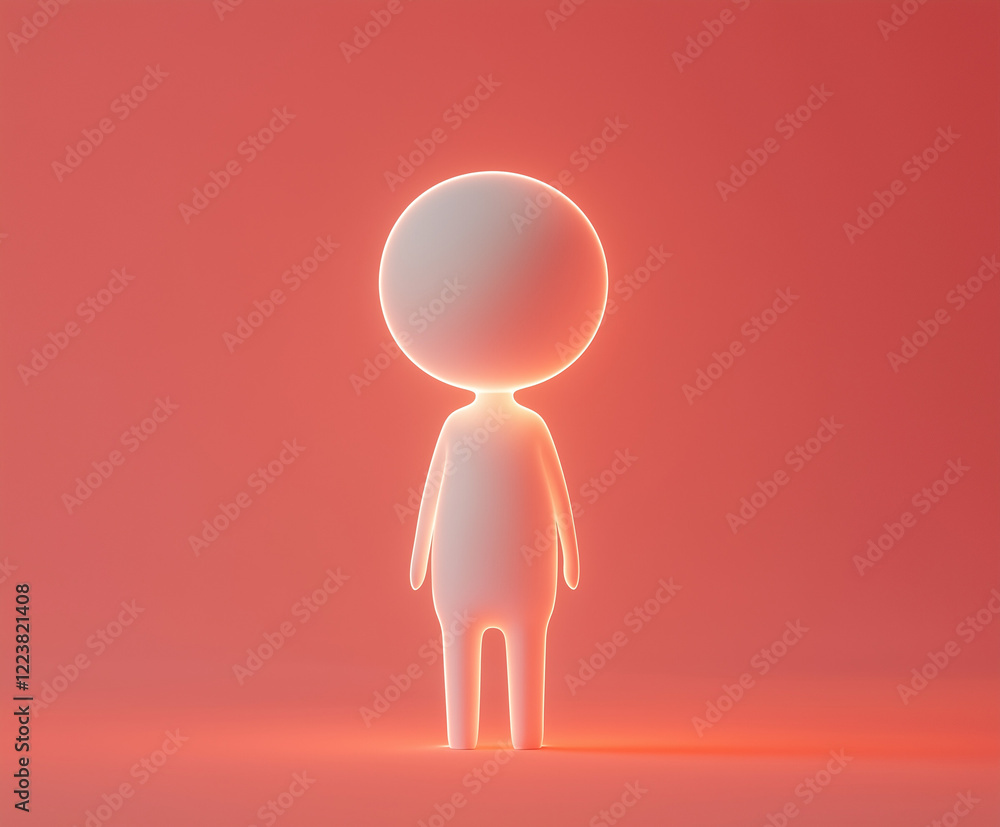 3D minimalistic avatar icon character with yellow glow 3D minimalistic avatar icon character with yellow glow