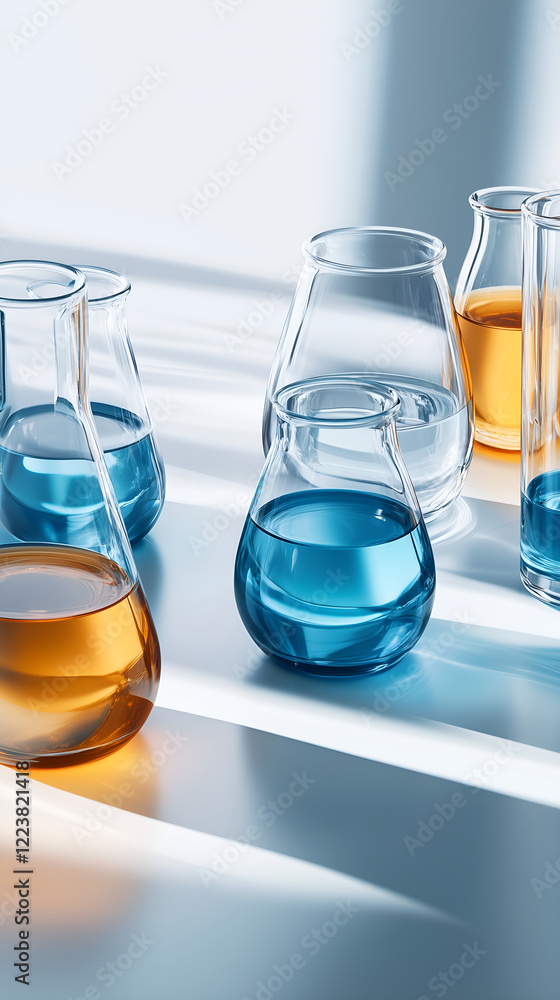 Medical Laboratory Glassware with Vibrant Solutions Medical Laboratory Glassware with Vibrant Solutions