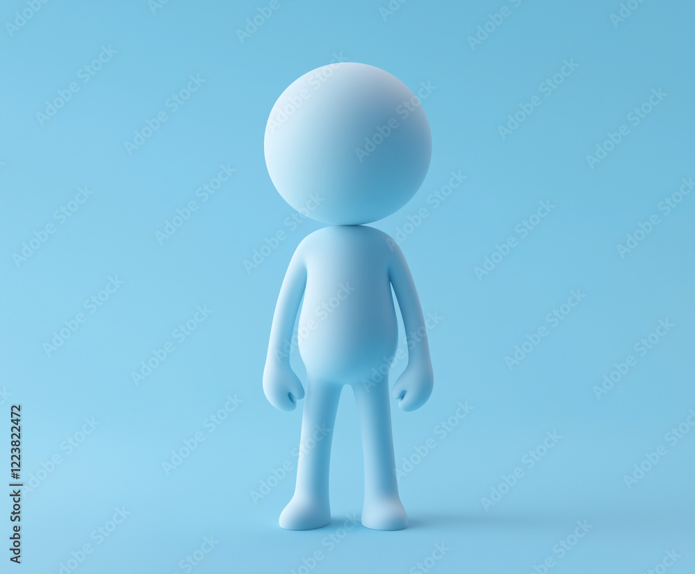3D minimalistic blue avatar icon character 3D minimalistic blue avatar icon character