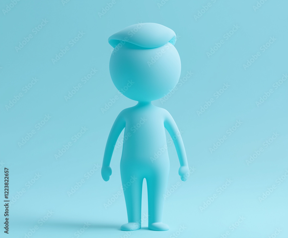3D minimalistic blue avatar icon character 3D minimalistic blue avatar icon character