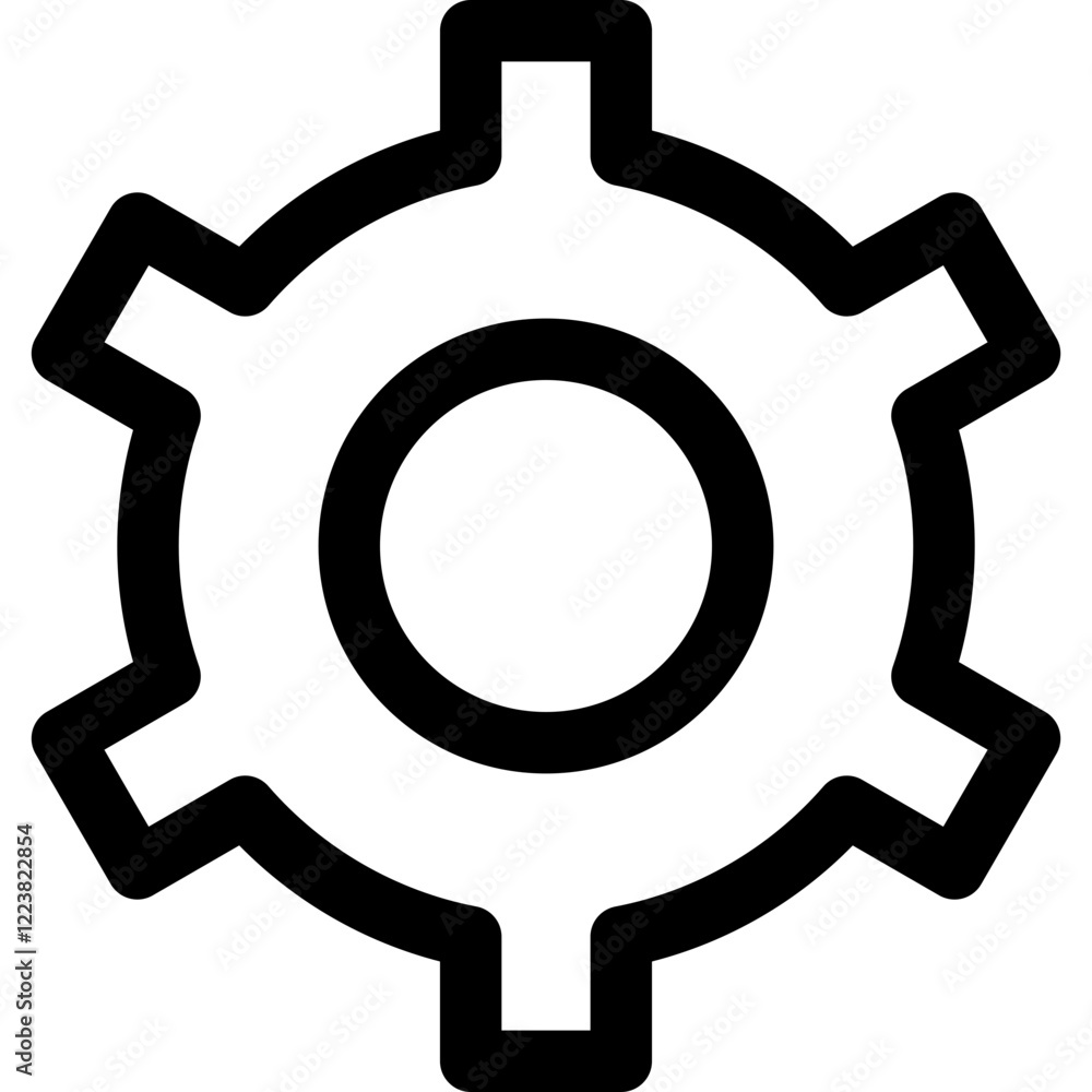 Gear, settings line icon, flat style vector illustration Gear, settings line icon, flat style vector illustration