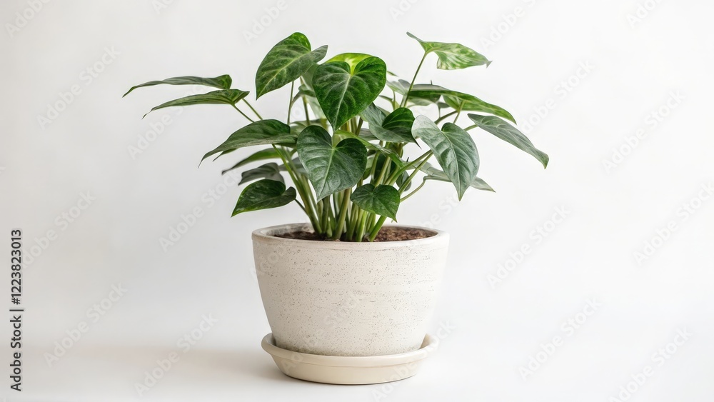 Fototapeta premium Potted Plant with Green Leaves on White Background