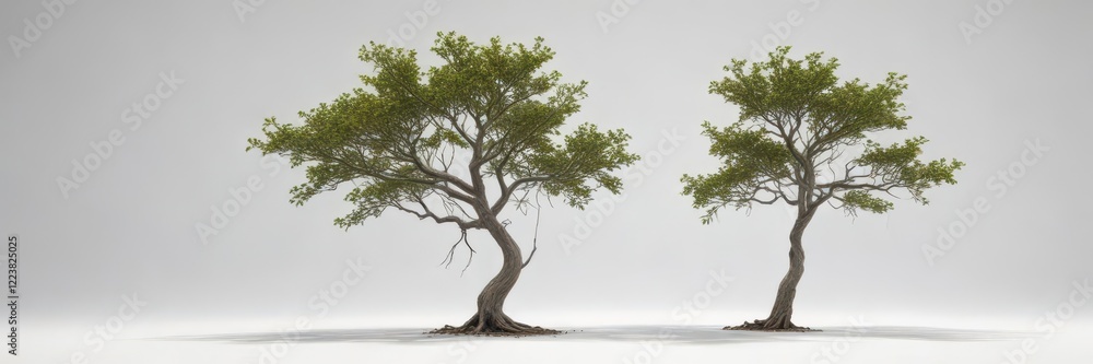 Fototapeta premium Single isolated tree against white background , nature, green