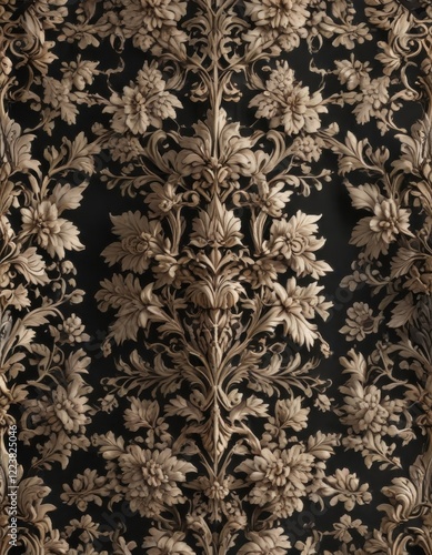 Wallpaper Mural Geometric damask design with interlocking florals and leaves, ornate, floral Torontodigital.ca