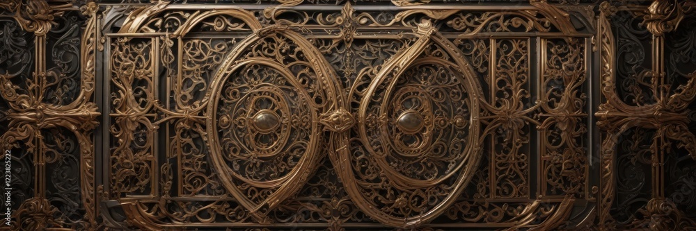 Geometric pattern with ornate frames and metallic accents, metal, decorative Geometric pattern with ornate frames and metallic accents, metal, decorative
