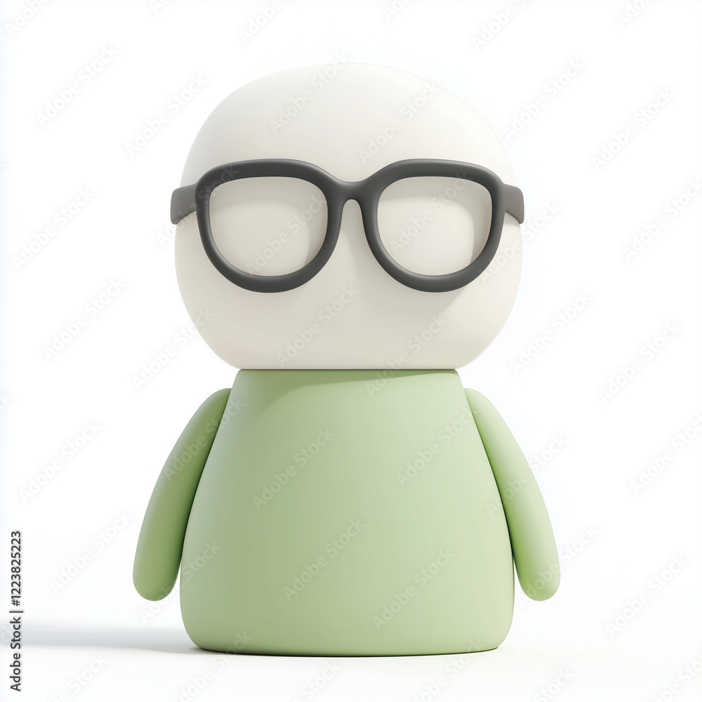 3D minimalistic green avatar icon character with glasses 3D minimalistic green avatar icon character with glasses