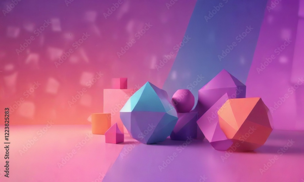 Geometric shapes on a colorful gradient background, style, abstract Geometric shapes on a colorful gradient background, style, abstract