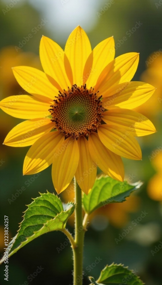 Obraz premium Golden sunflower petals unfolding, sunshine, flower, garden