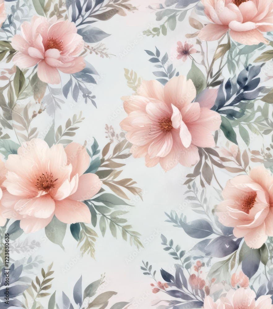 Obraz premium Watercolor floral background with pastel colors and delicate brushstrokes, watercolor painting, whimsical illustrations