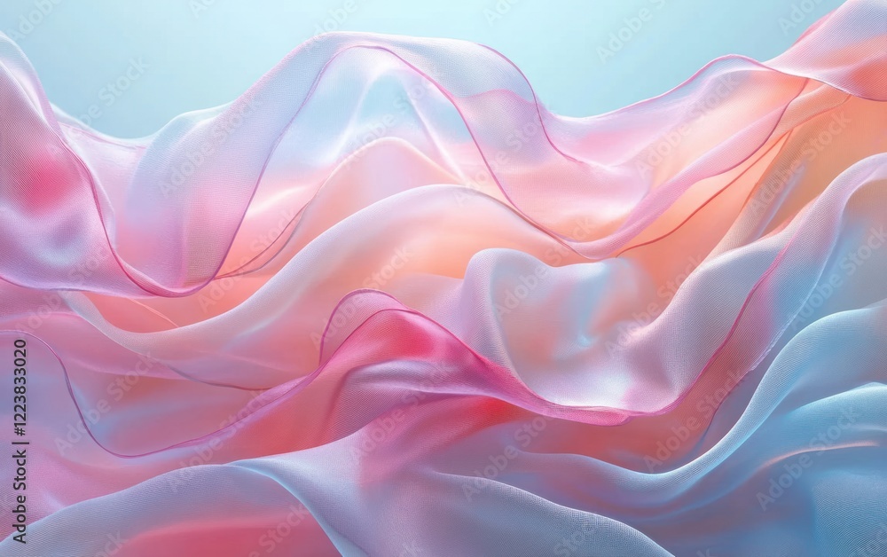 Obraz premium Flowing pastel silk fabric abstract composition illuminated by natural light smooth curves contemporary minimalism