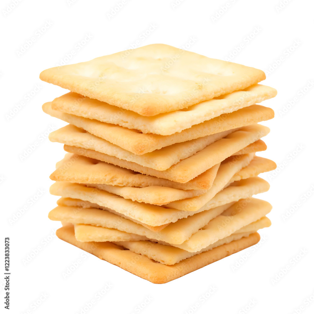 stacked pile of crispy saltine crackers isolated on transparent background stacked pile of crispy saltine crackers isolated on transparent background