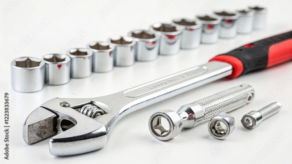 Fototapeta premium Adjustable Wrench and Socket Set