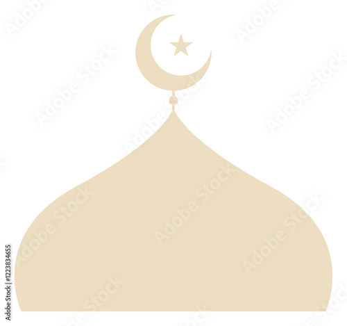Cream Mosque Domes with Crescent Moons and Small Stars