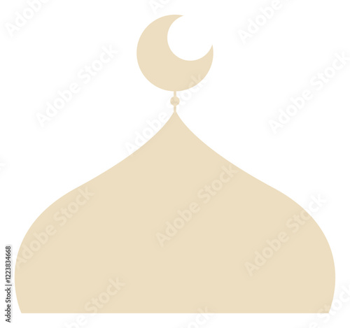 Crescent Moons on Top of Cream Mosque Domes