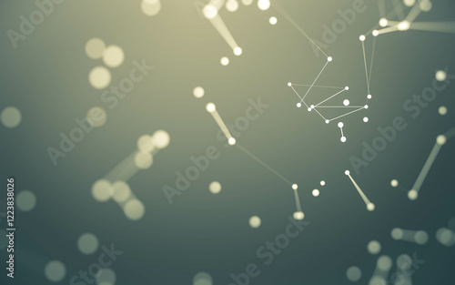 Abstract background. Molecules technology with polygonal shapes, connecting dots and lines. Connection structure. Big data visualization. photo