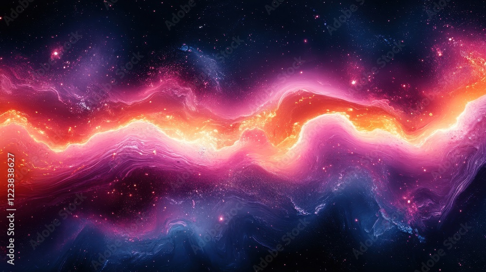 Obraz premium Vibrant Cosmic Energy Flow: A Spectacular Display of Colors and Swirling Patterns Creating a Mystical and Mesmerizing Celestial Abstract Artwork