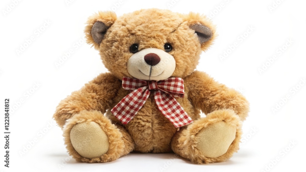 Obraz premium Plush Teddy Bear with Red Bow