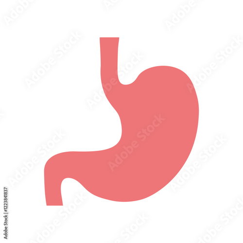 Human Stomach icon flat style. Internal organ, human gastrointestinal tract. Stomach pain and heartburn symbol. Digestive disease. Gastritis and acid reflux concept. Vector illustration isolated.