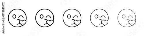 Blowing kiss emoji icon Vector logo sign