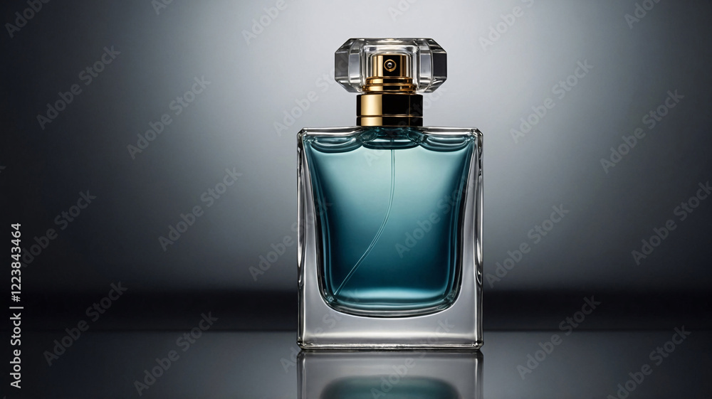 Sophisticated glass perfume bottle featuring simple yet luxurious design and bokeh lighting captured against a dark backdrop perfume commercial advertisement display Sophisticated glass perfume bottle featuring simple yet luxurious design and bokeh lighting captured against a dark backdrop perfume commercial advertisement display