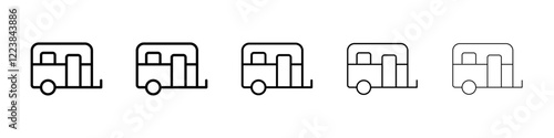 Camping caravan icon Vector logo sign