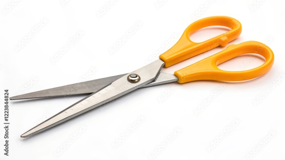 Orange-handled Scissors on White Background Orange-handled Scissors on White Background