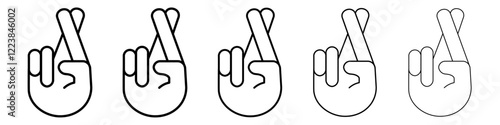 Crossed fingers icon Vector logo sign