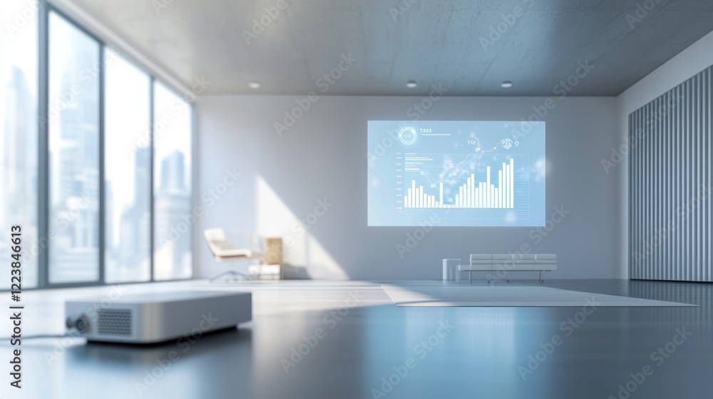 custom made wallpaper toronto digitalModern Office Presentation: Data Visualization on a Large Screen Projector in a Minimalist Room