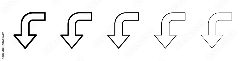 Down left arrow icon Vector logo sign Down left arrow icon Vector logo sign