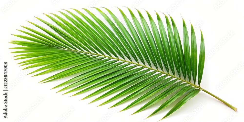 Obraz premium Single Palm Frond on White Background