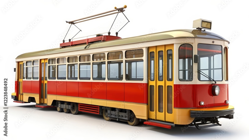 Naklejka premium Vintage Tramway on White Background