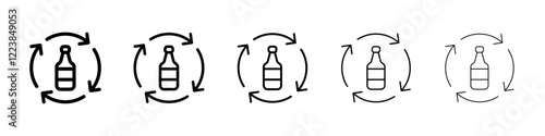 Glass bottle recycle icon Vector logo sign