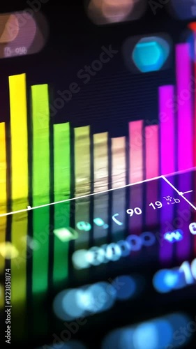 Wallpaper Mural Colorful data visualization displaying bar chart with various metrics and indicators on a digital screen Torontodigital.ca