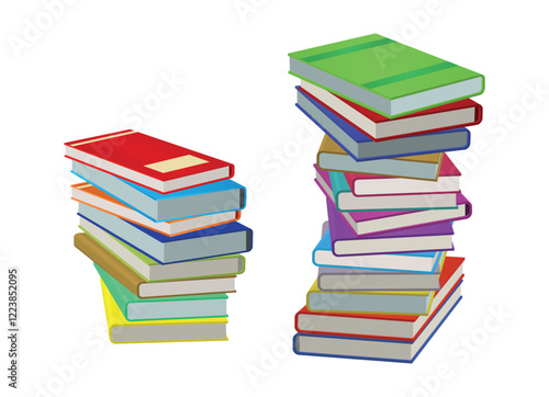 Set Illustration of Colorful Books in a Library, isolated photo