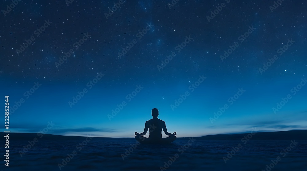 Fototapeta premium Meditative Solitude Under a Starry Night