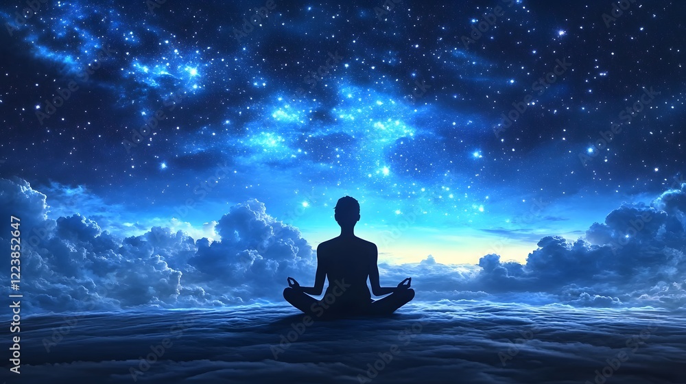 Meditative Figure Under a Starry Sky Meditative Figure Under a Starry Sky