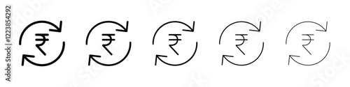 Rupee refund icon Vector logo sign