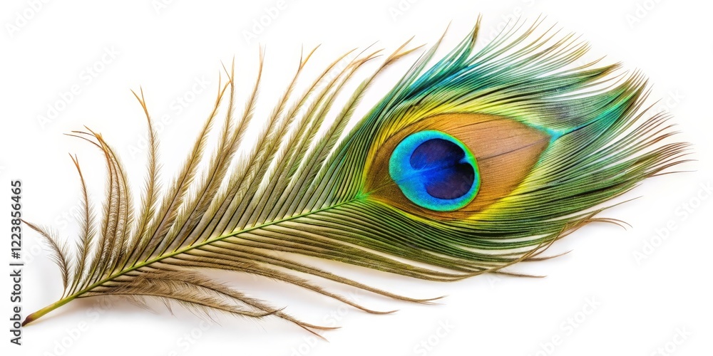 Obraz premium Single Peacock Feather Closeup