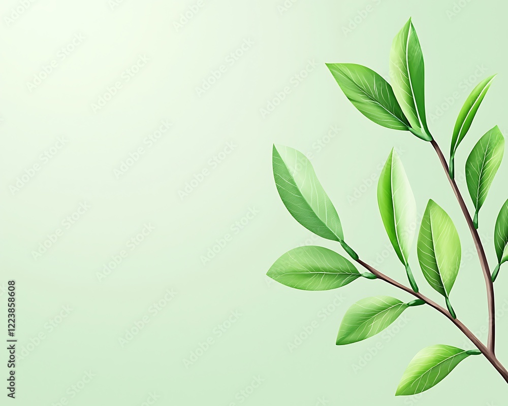 Fototapeta premium Fresh Green Leaves on Soft Background