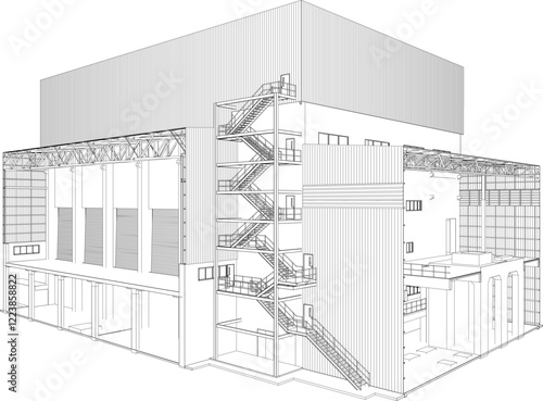 3D illustration of building structure