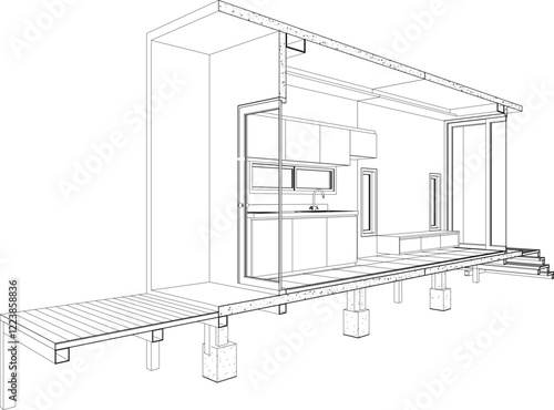 3D illustration of building structure