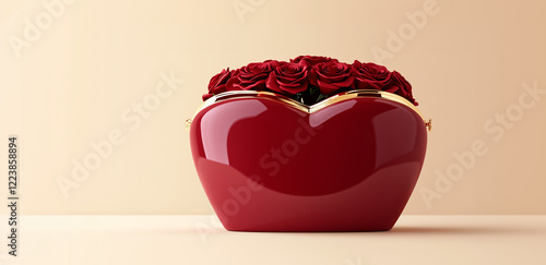 Red heart with roses – a luxurious symbol of love. Great choice for greeting cards, decorations, and romantic ads.