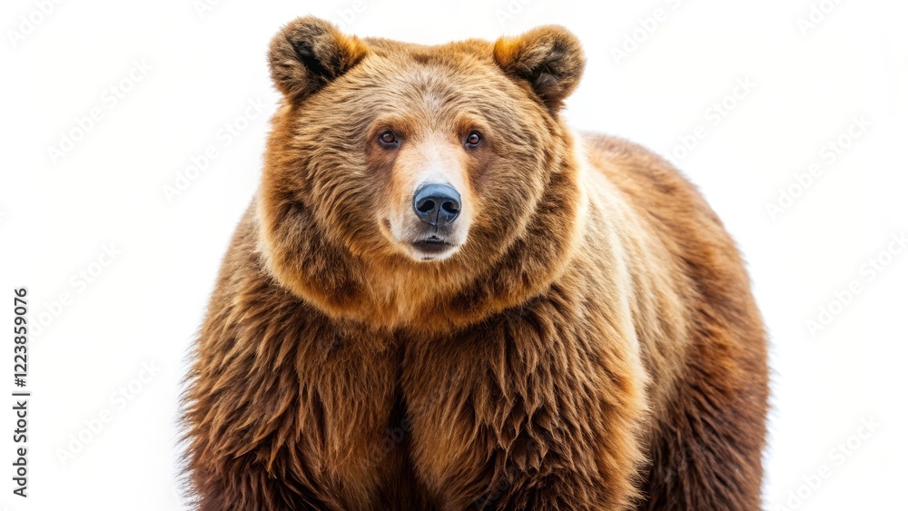 Fototapeta premium Brown Bear Portrait on White Background