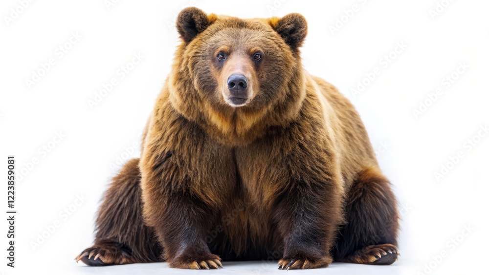 Fototapeta premium Brown Bear Portrait Against White Background